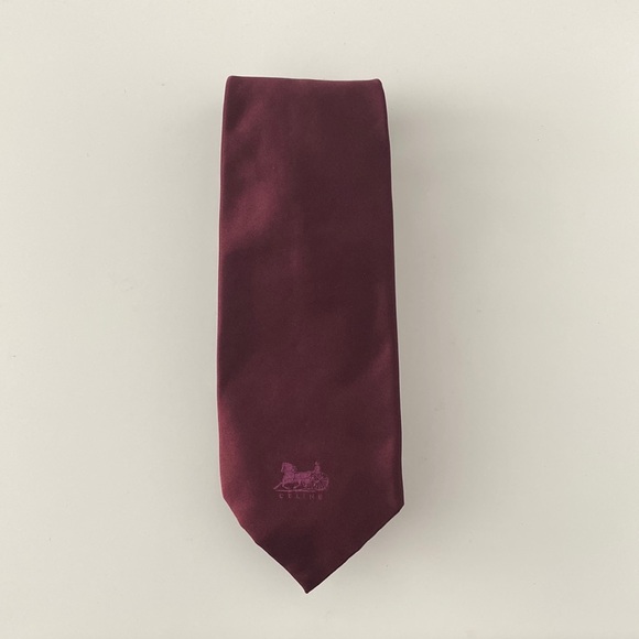 Celine Burgundy 100% Silk Tie 👔 - Picture 1 of 7
